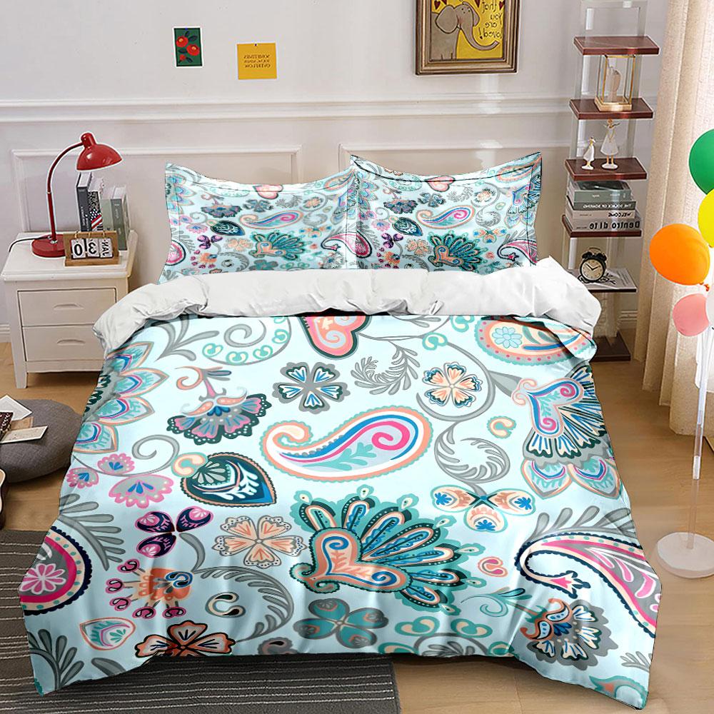 Whimsical paisley floral harmony. Bedding sets Duvet covers Pillowcases(1* Duvet Cover 2* Pillowcases without duvet insert)