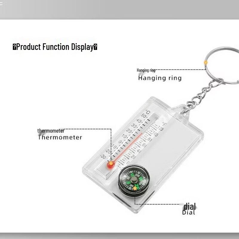 Mini Portable Keychain Carabiner Compass Thermometer