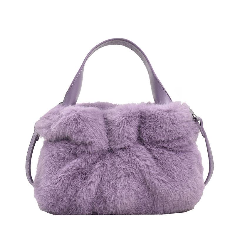 Furry Bag Women's Large-capacity New Fashion Shoulder Bag, Furry High-end Autumn Pleated Cloud Bag