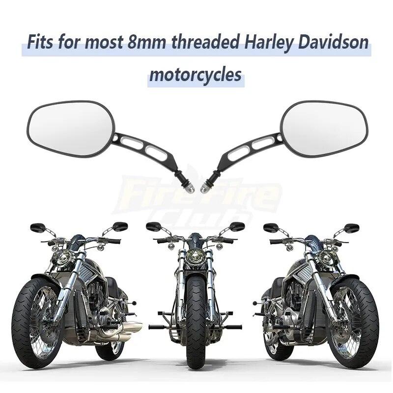 Универсальные мотоциклетные черные боковые зеркала заднего вида для Harley Touring Road King Dyna Softail FLHTC Classic Sportster XL 1200 883