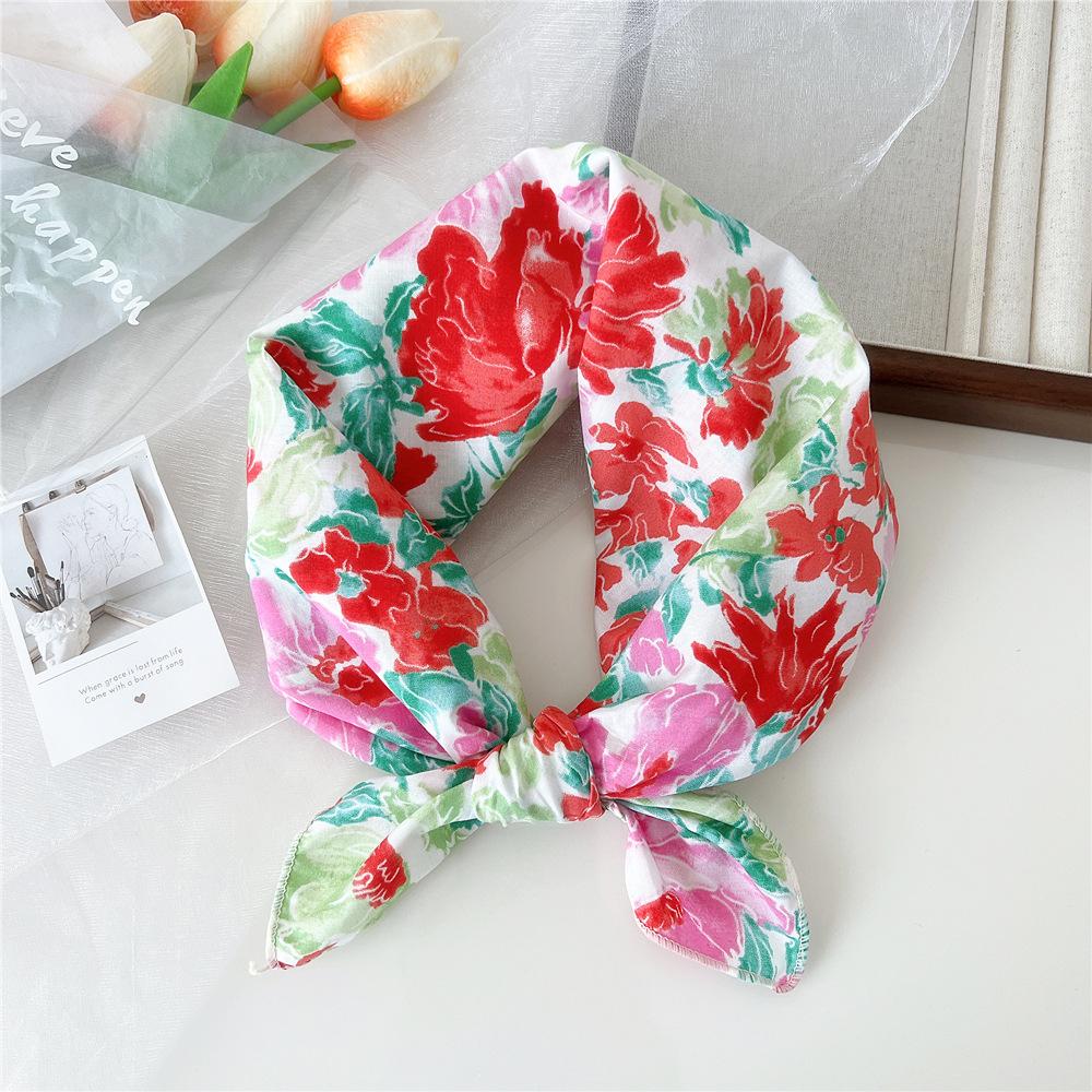 Маленький квадратный шарф из хлопка и льна, шелковый шарф, женский, весна и осень, новый стиль, художественный и универсальный, модный, темпераментный шарф-повязка на голову