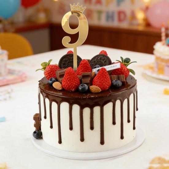 10 шт. Золотые Блестящие Топперы с Цифрами для Торта 0-9 Золотые Шпажки с Короной DIY Украшение для Капкейков на День Рождения Свадьбу Юбилей