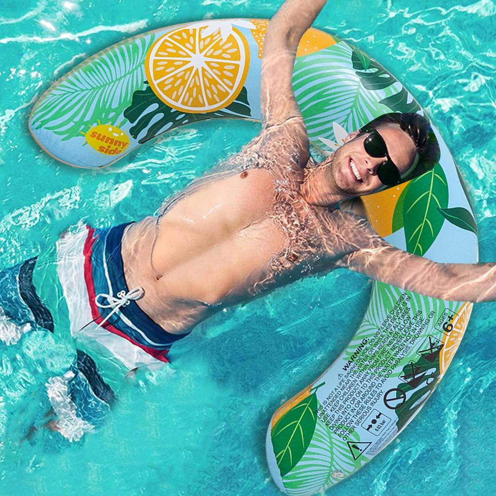 Pool Floats Adult U Shape Printed Heavy Duty Elastic Adults Pool Inflatables Swimming Ring for Men Summer Outdoor Vacation Party