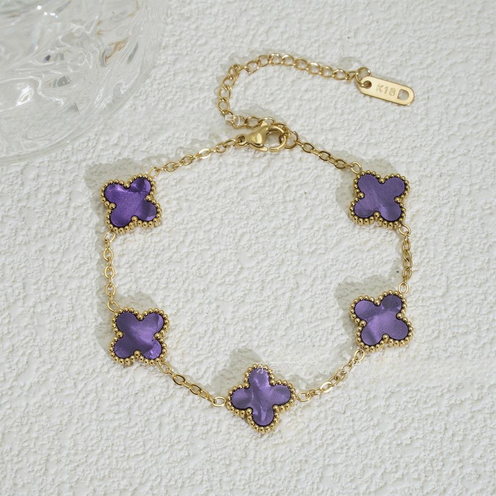 Браслет женский из 18-каратного золота «Четырехлистный клевер» Модный и трендовый браслет «Счастливый четырехлистный клевер»