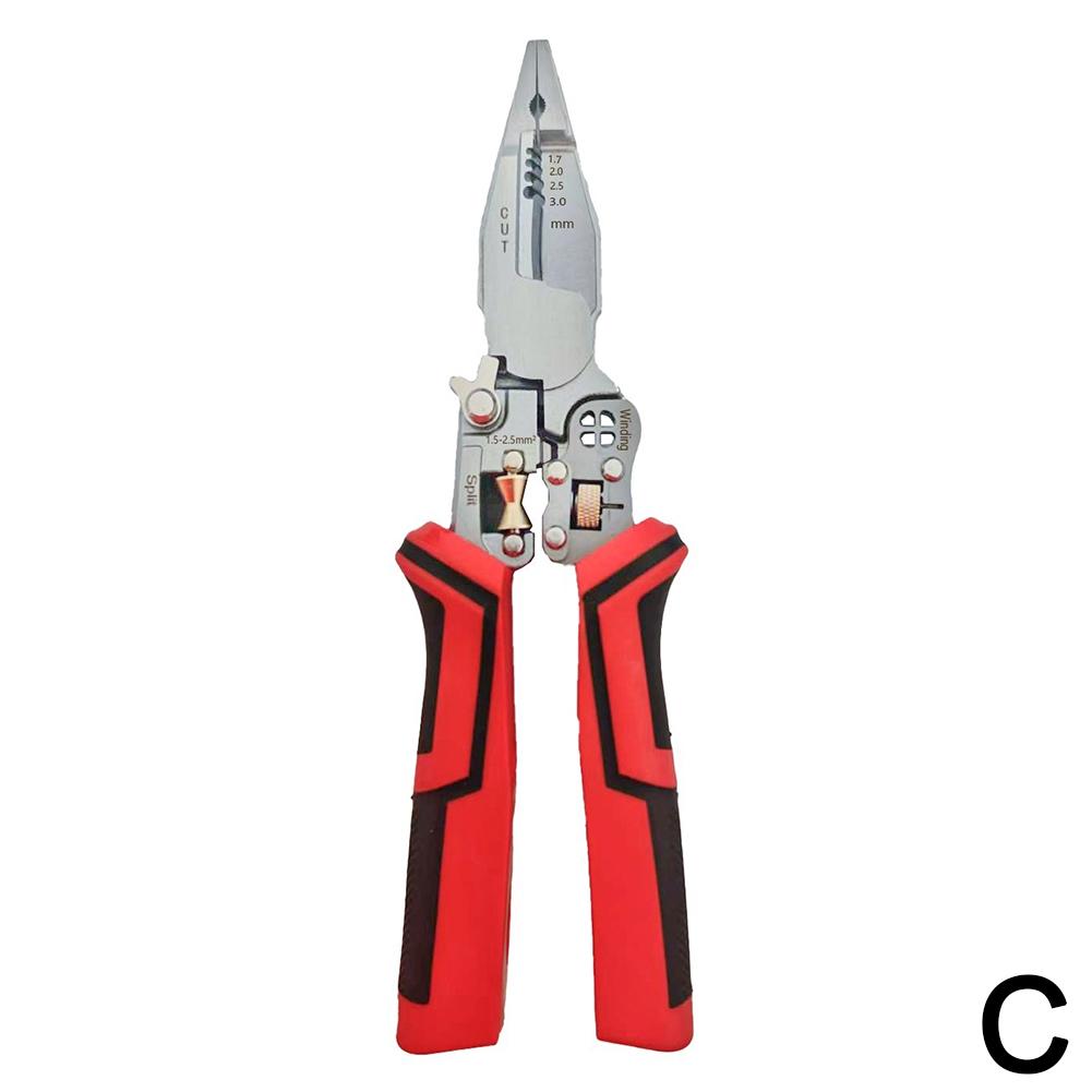 9-in-1 Foldable Wire Stripper with Crimping, Cutting & Wrench - Durable Cr-V Steel for Home/Industry