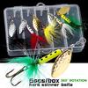 5pcs Spinner Lures Baits with Tackle Box Bass Trout Salmon Hard Metal Rooster Tail Fishing Lures Kit