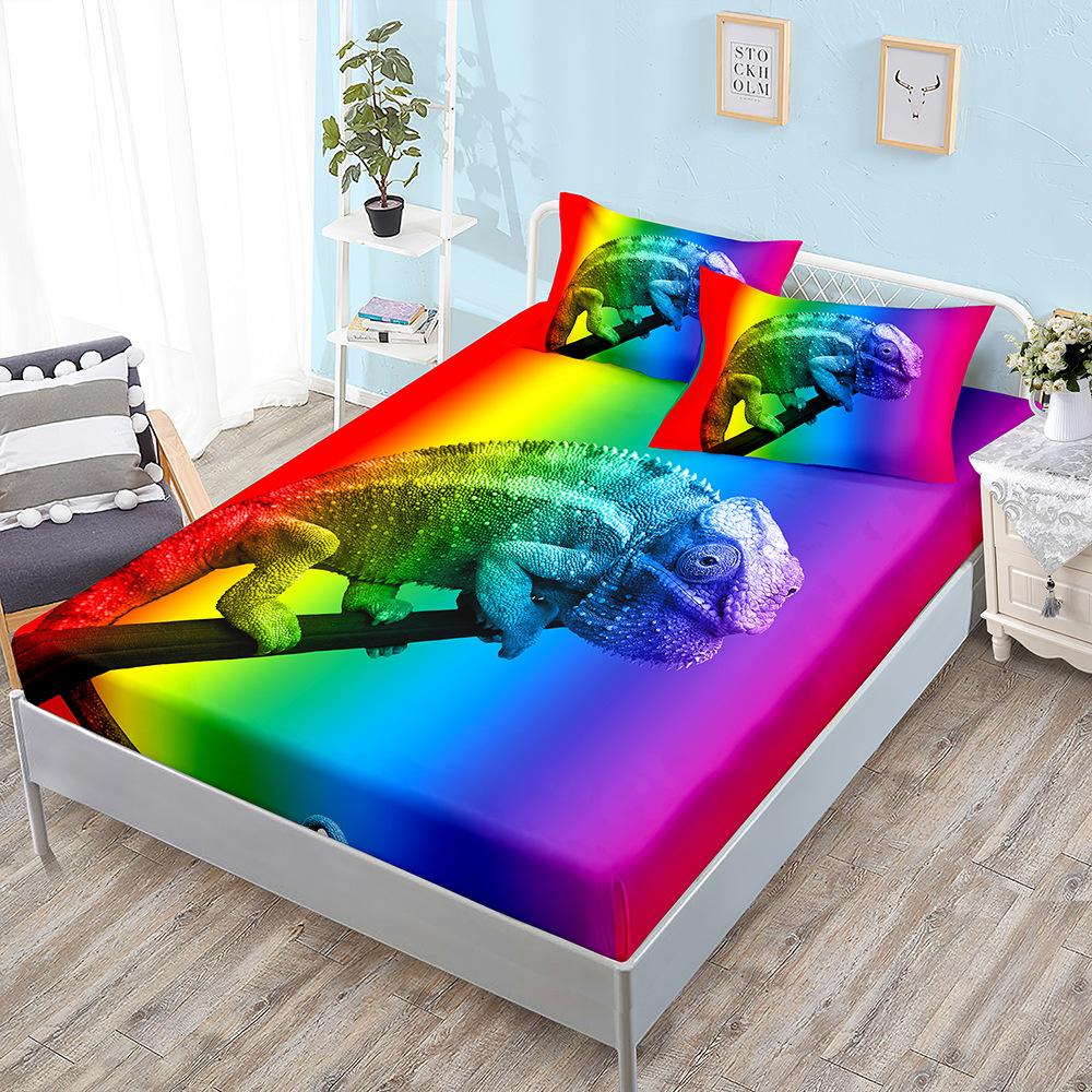 Three-Piece Mattress, Bedspread Animal Chameleon Bedding, Mattress Protective Cover