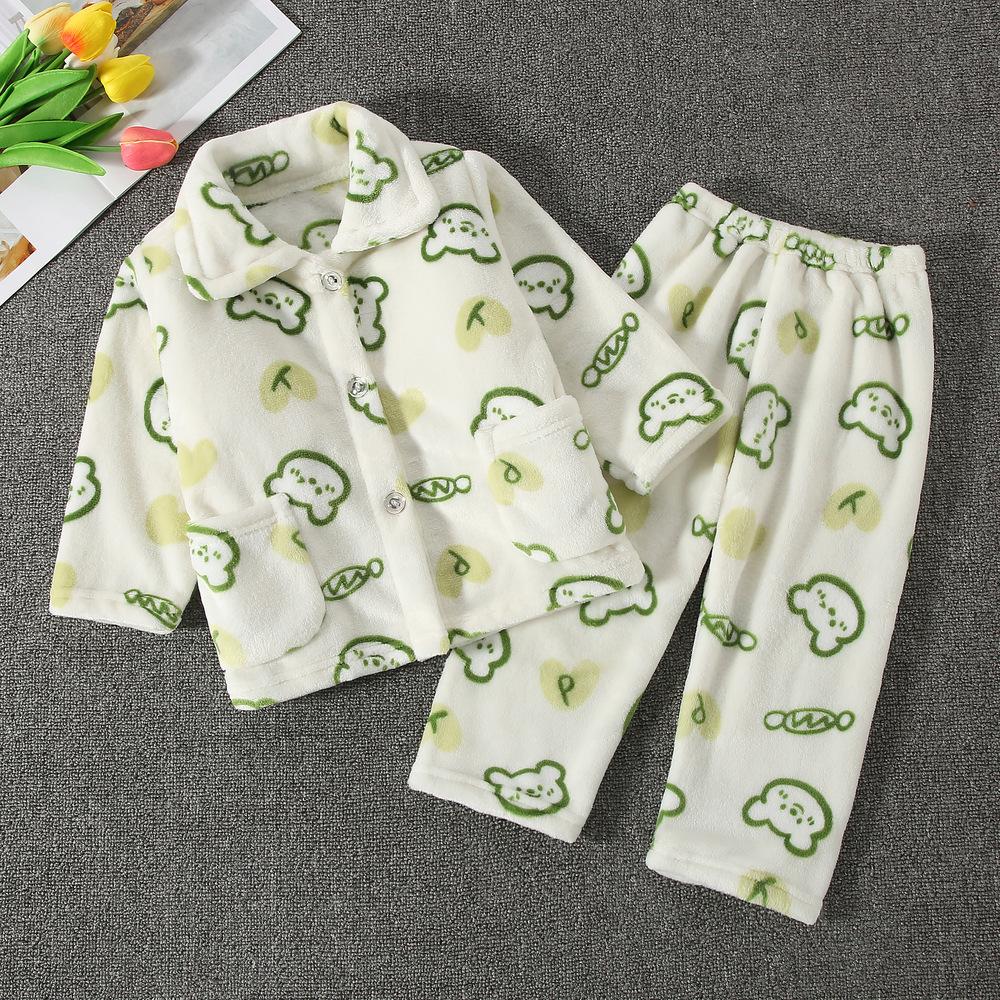 Flannel Children'S Pajamas Autumn And Winter Coral Fleece Boys' Baby Children'S Loungewear Set