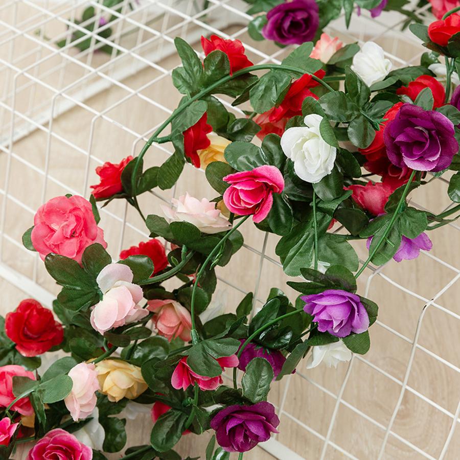 Rose Artificial Flowers Christmas Garland for Wedding Home Room Decoration Spring Autumn Garden DIY Fake Plant Vine