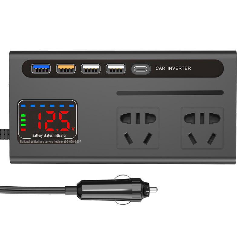 Car and Truck Inverter: 12V/24V To 220V Converter with USB and Fast Charging Ports.