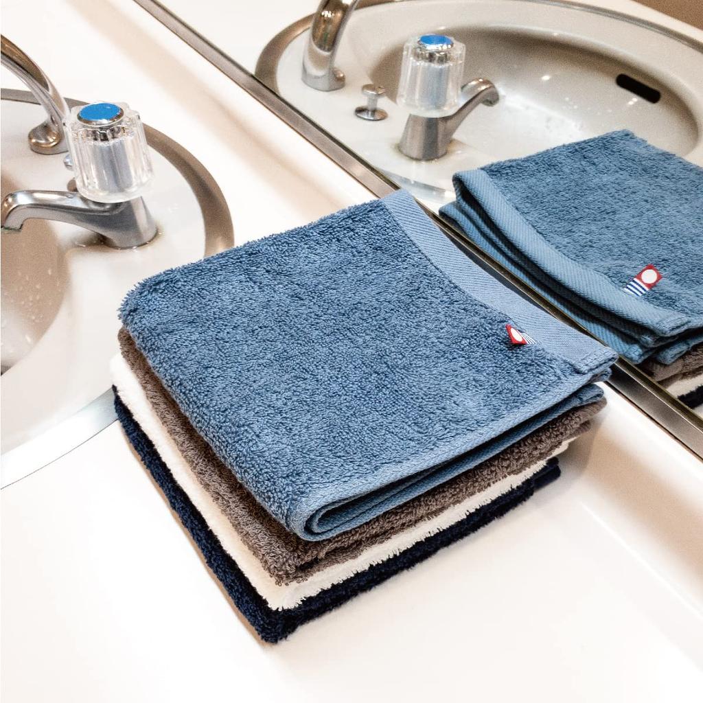 Imabari Hand Set of Towel Sweat Brown Towels, 3, Large, Washcloths, Handkerchiefs, Towels, 33x35cm, White, Gray,