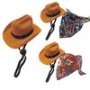Ковбойская шляпа для питомца, мини-кепка для косплея, бандана, шарф, аксессуары для костюма на Хэллоуин для маленьких и средних собак, кошек, украшение для вечеринки