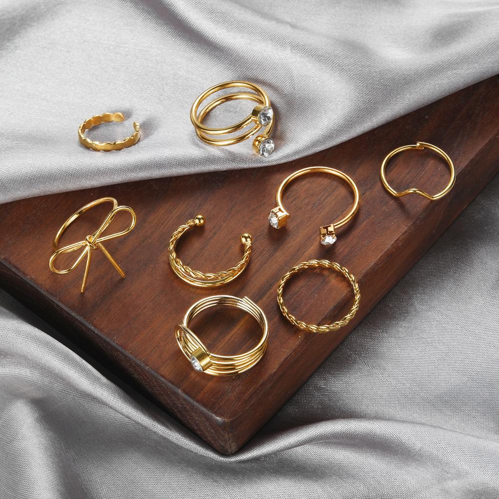 2023 Новый модный женский комплект колец, роскошный блестящий комплект колец для ночного клуба, регулировка открытия, элегантный очаровательный женский комплект колец, изысканное подарочное кольцо