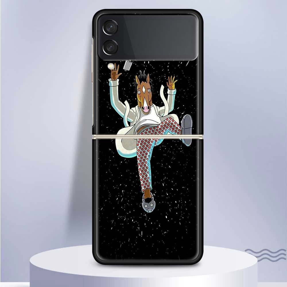 Чехол для телефона Samsung Galaxy Z Flip 5 4 3 5G с изображением мультфильма B-BoJack Horsemans, черный, твердый чехол ZFlip 5 4 3, роскошный противоударный бампер C