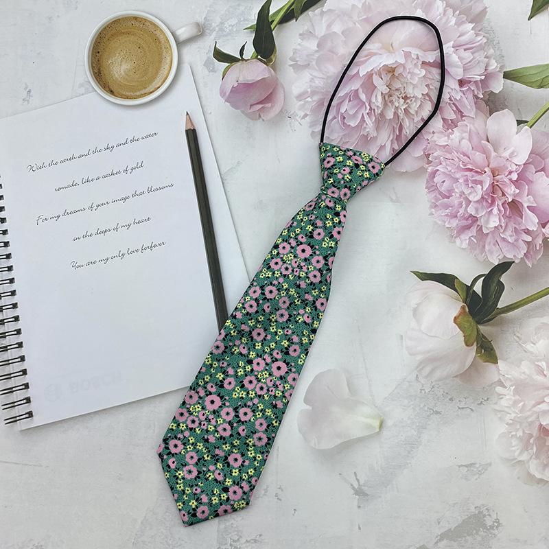 Homemade Small Tie Ins Short Cartoon Floral Printing Retro Chiffon Cute Personality Free Jk Women'S Tie Factory