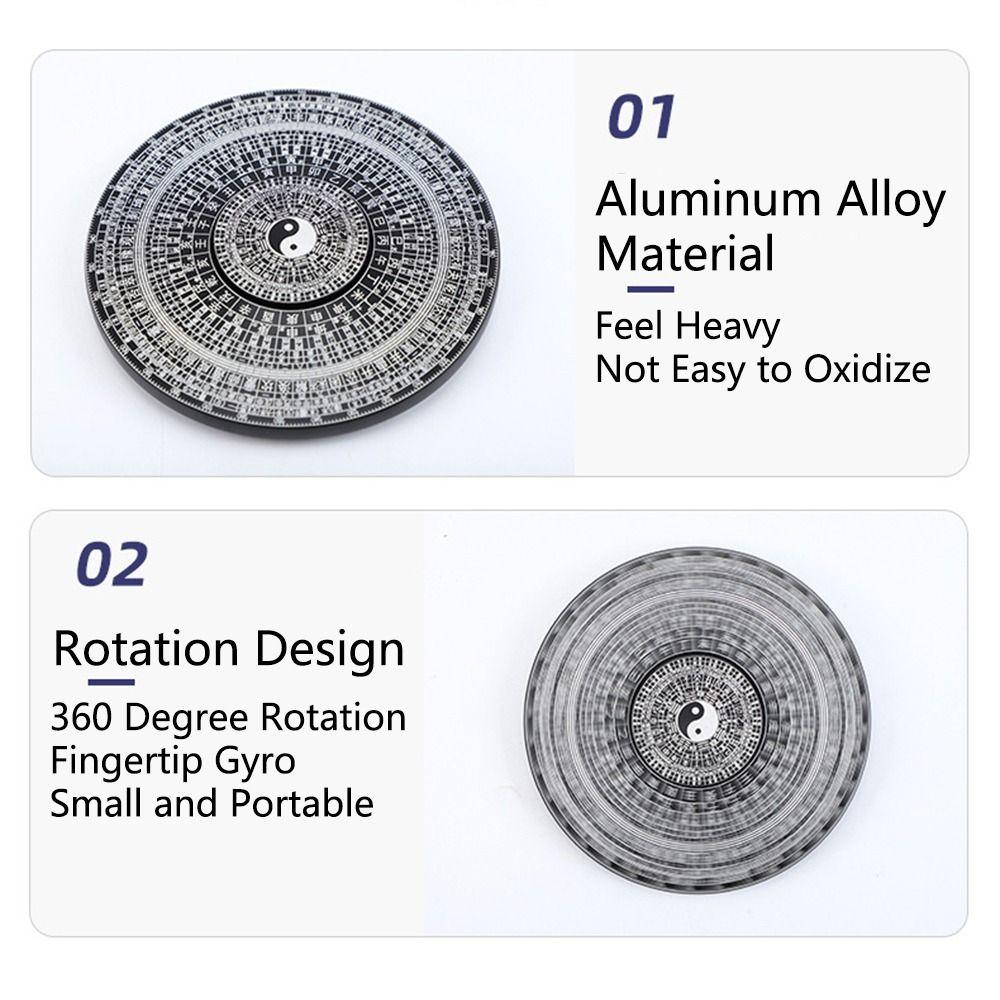 Алюминиевый цинковый цинковый сплав Тайцзи Гироскоп на кончике пальца Багуа Узор Зодиак Вращающиеся игрушки Расслабляющая игрушка Офис