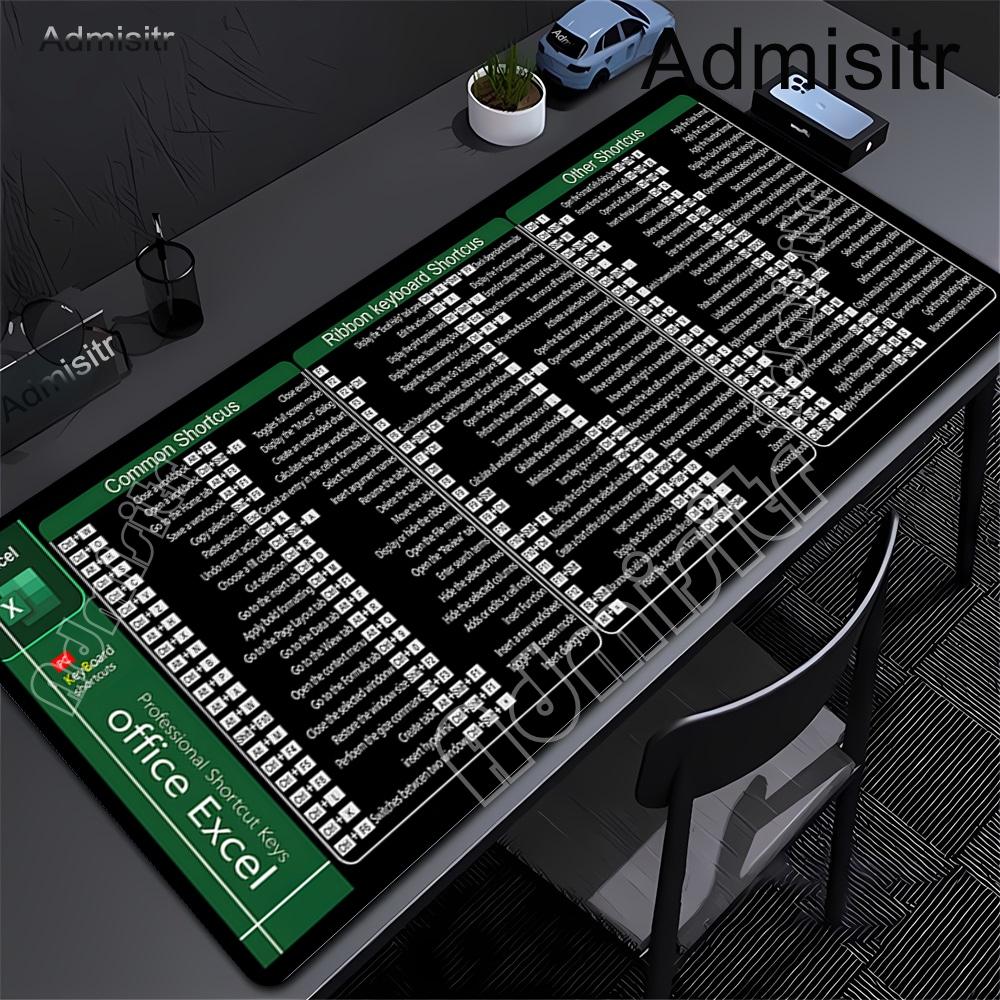 Pc Keyboard Mouse Pad Shortcut Keys Guide Mousepad Large Computer Gaming Non-Slip Rubber Base Desk Mat for Gamer Office & Home