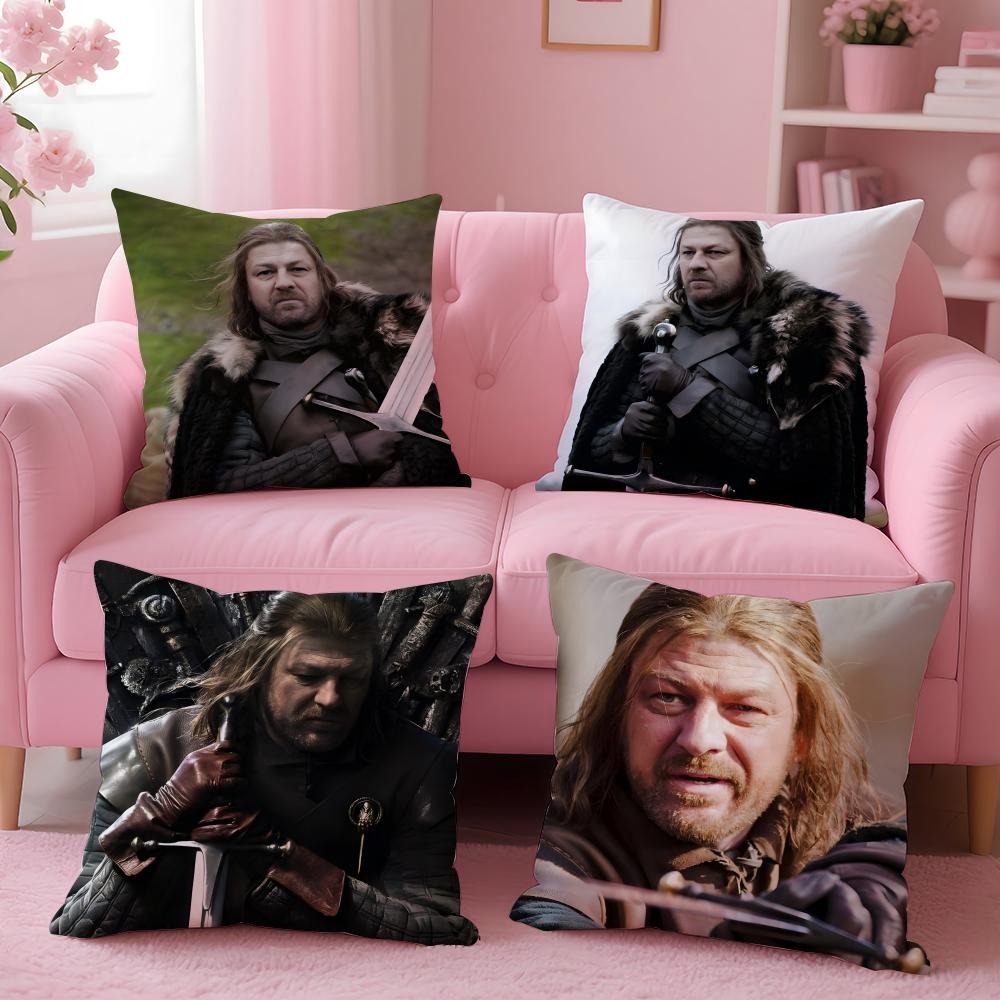 eEddard StarkLinen Decorative Cushion Cover Pillow Case Soft Friendly Fabric Concealed Zipper