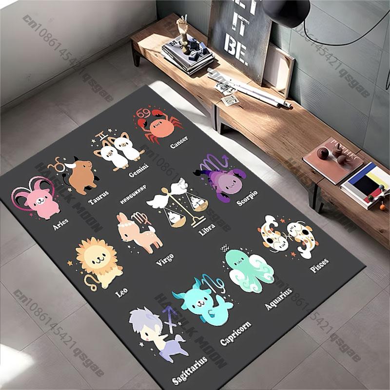 Cute zodiac signs illustration carpet Yoga living room room decor children's crawling mat doormat area rug games mat