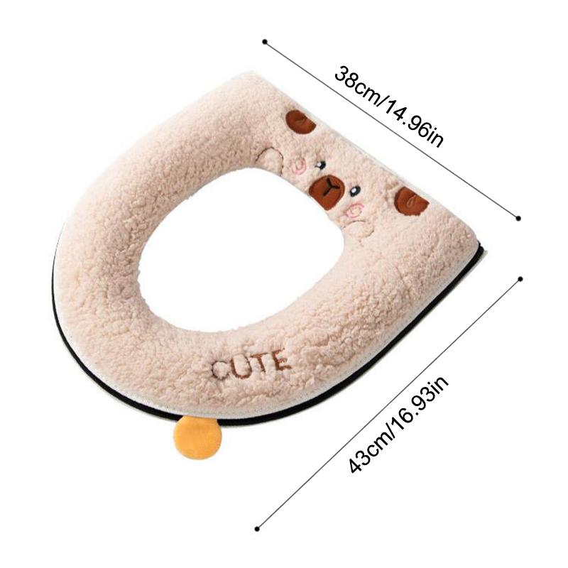 Зимняя теплая накладка на сиденье унитаза с рисунком мультяшного медведя, утолщенная подушка, незаменимая вещь для ванной, безопасная для детей, мультяшная крышка