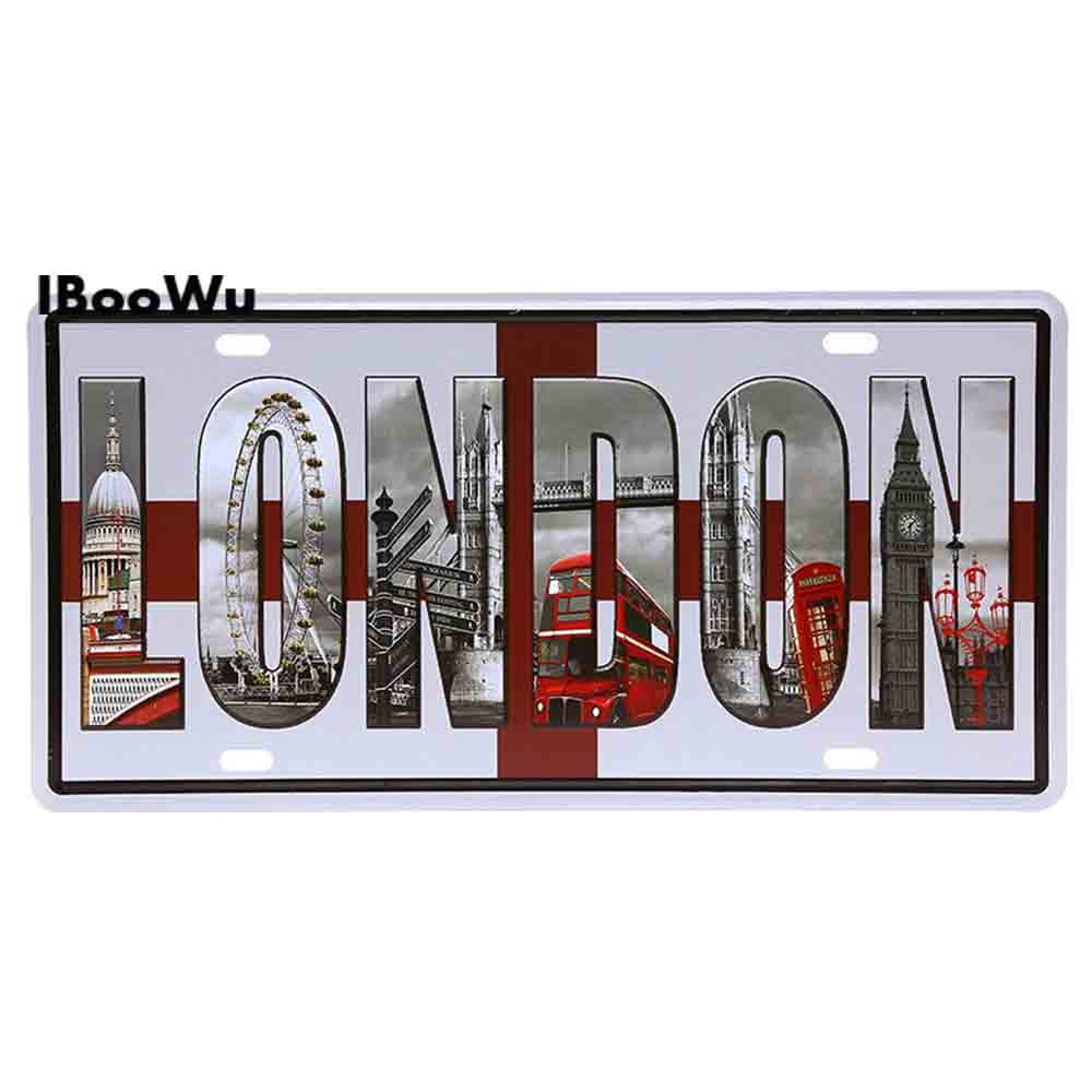 Worldwide Popular City License Plate Poster Vintage Wall Decor North America Metal Tin Sign Plaques Poster 15x30cm