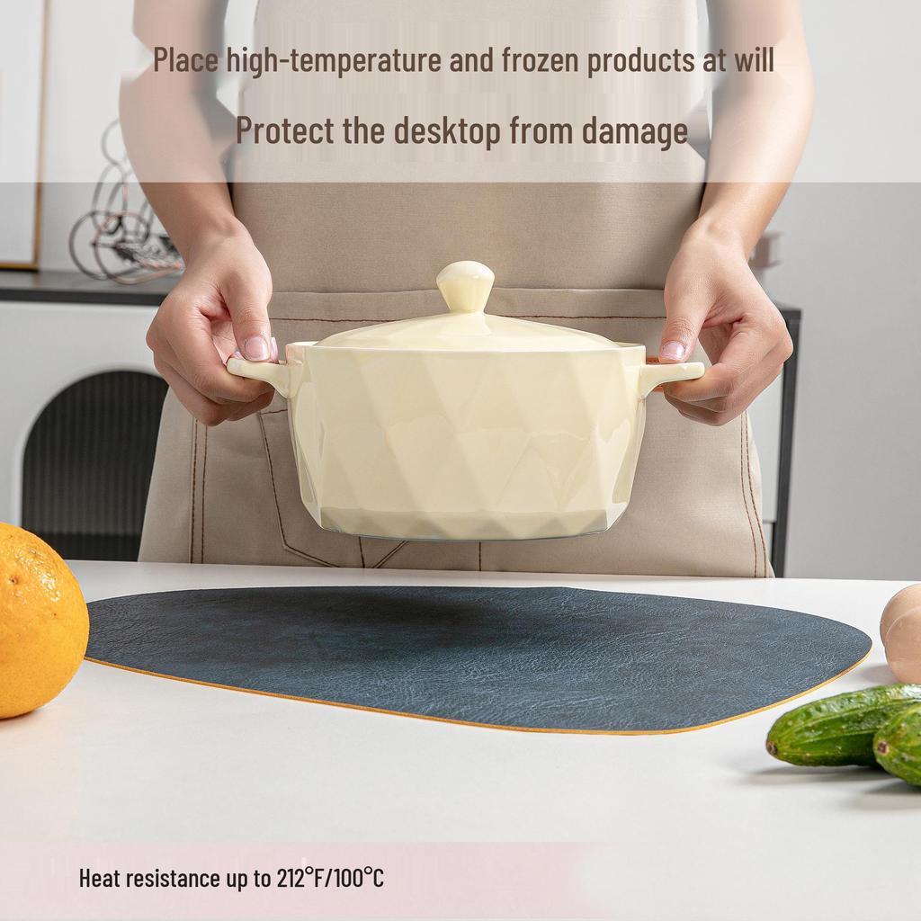 Двусторонний коврик в стиле коровьей шкуры в форме капли воды: Подставка с защитой от ожогов и теплоизоляцией, в стиле инс.