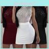 Элегантное Сексуальное Блестящее Женское Платье Бодикон С Бриллиантовым Вырезом О Для Вечера Вышивка