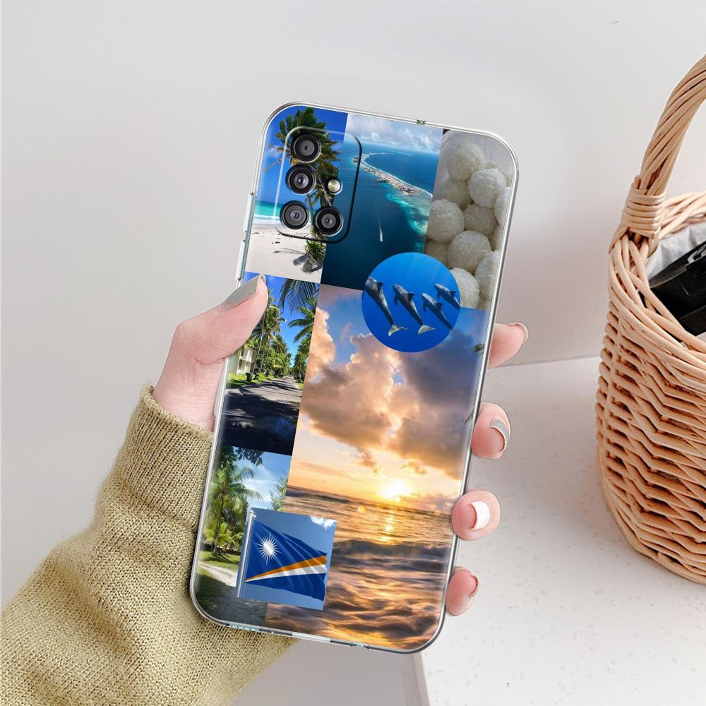Чехол для телефона Samsung A15 A13 A35 A55 A51 A71 A41 A31 A21S A05 A17 A23 A25 A33 A53 A73 5G A07 4G Чехол Флаг Маршалловых Островов