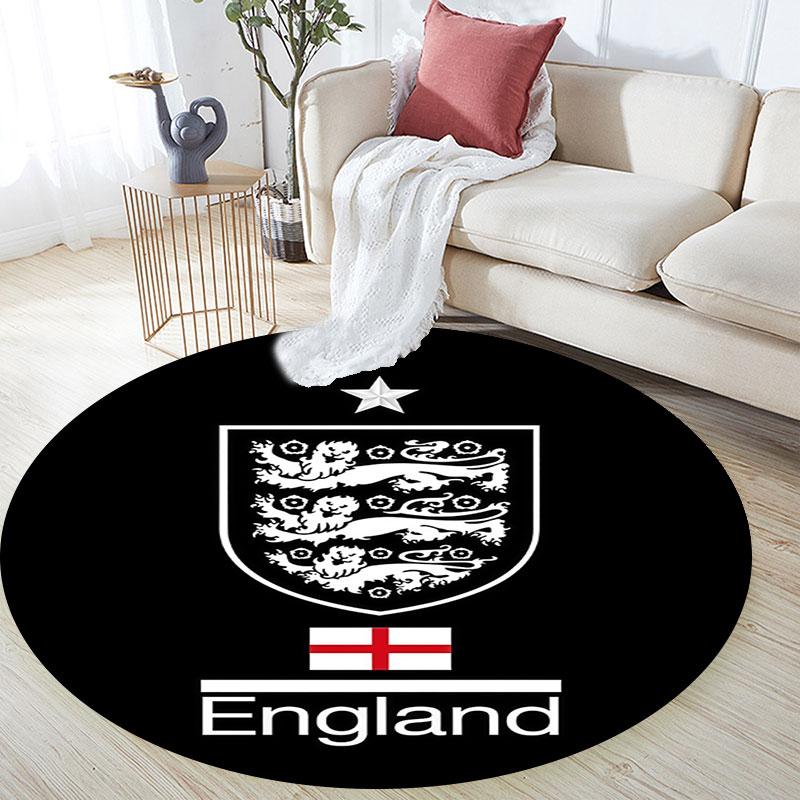 England football Round Rug, Non Slip Washable Circular Carpet For Living Room Bedroom Playroom, Sports Fan Decor, Holiday Birthday Gift