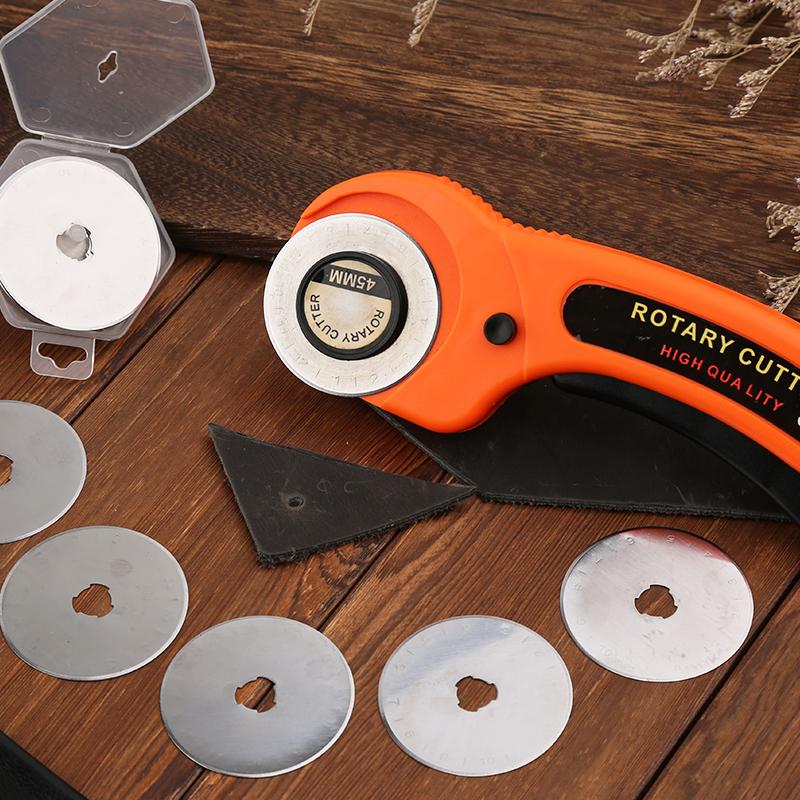 BUDDUR 10 шт. 45 мм набор лезвий для вращающегося резака с ящиком для хранения для стеганой ткани, бумаги, набор инструментов для шитья и квилтинга