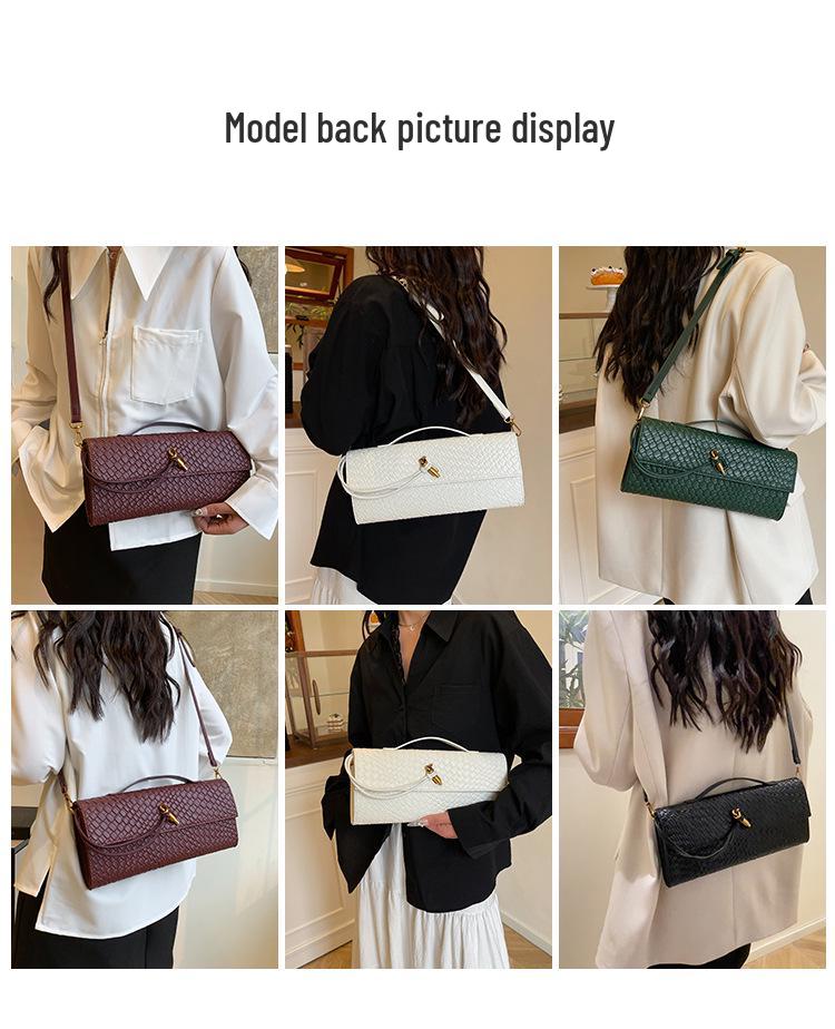 Women's Crossbody Woven Baguette Clutch - Fashionable Accordion Evening Shoulder Bag