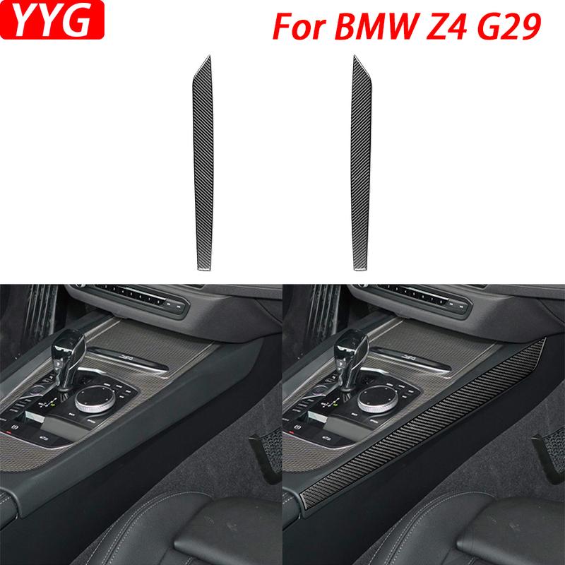 For BMW Z4 G29 - Car Accessories Carbon Fiber Gear Shift Panel Both Side Strips Interior Cover Trim Sticker Modification