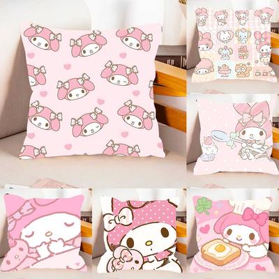 Cute MMy MMelodys Case Plush Fabric Soft Pillowcase Double Sided Print Cushion Cover Household Gifts