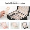 Двухслойная коробка для хранения серег, колец, ожерелий, органайзер для хранения ювелирных изделий из ПУ кожи, портативный дорожный футляр для хранения ювелирных изделий
