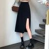 Женская юбка трапециевидной формы с запахом на бедрах и высокой талией, юбка миди с боковым разрезом, офисная женская длинная юбка больших размеров