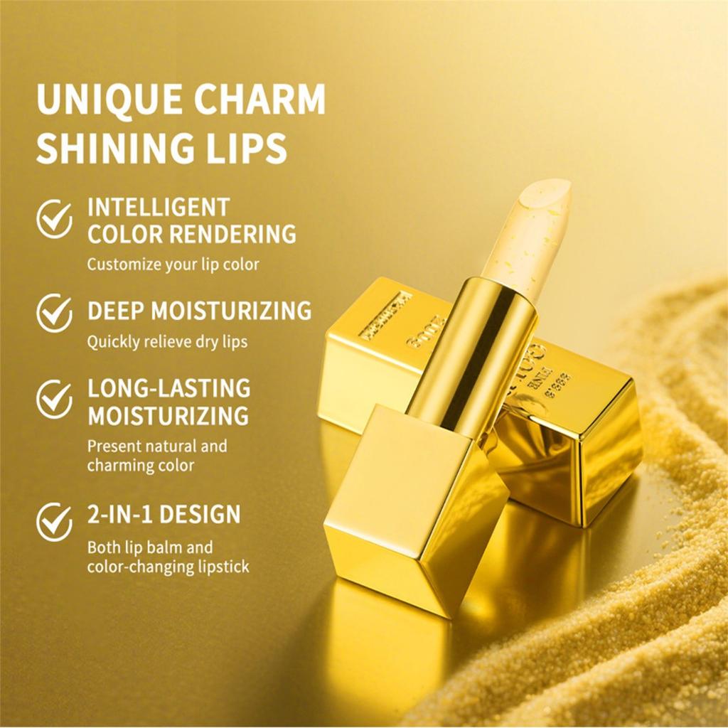 Помада, меняющая цвет, Увлажняющая и стойкая, Увлажняющая, Модная, Блестящая, Золотая фольга, Помада, меняющая цвет