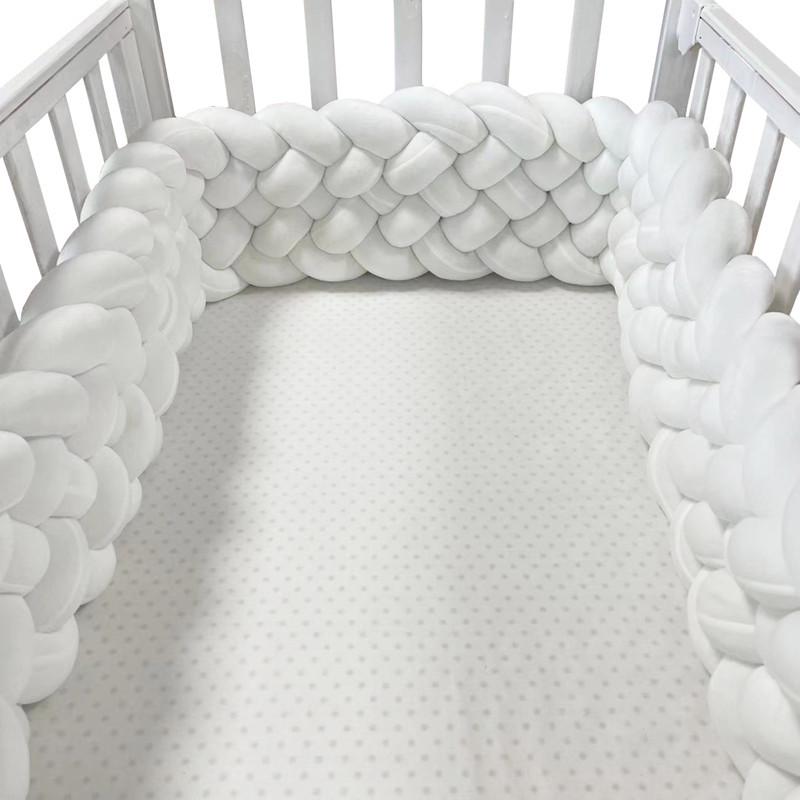 White Knotted Braid Crib Bumper Pillow for Kids