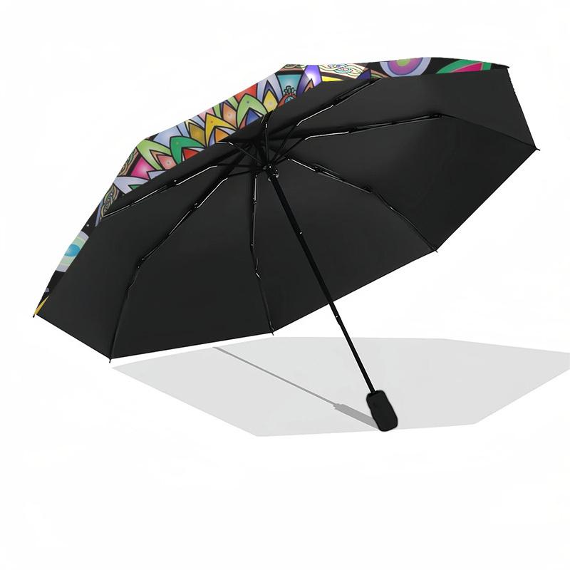 1pc Mandala, Symmetry, Colorful Umbrella with Plastic Handle,Compact & Stylish,Suitable for All Seasons YS331054