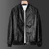 Men's Soft Leather Baseball Collar Jacket - Spring/Autumn Casual Wear for Middle-aged Dads