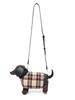Fashionable And Creative Design Sausage Dog Shaped Crossbody Bag Women's Plaid Splicing Cartoon Cute Doll Bags