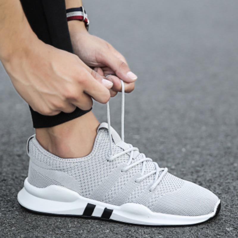 Flying woven breathable sports men's shoes spring and autumn lace-up low-top shoes daily casual student shoes versatile little white shoes