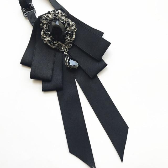 Винтажная брошь в виде галстука-бабочки из ткани с кристаллами, корейская мода, галстуки-бабочки, галстуки для женщин, белый рубашечный воротник, роскошные ювелирные аксессуары
