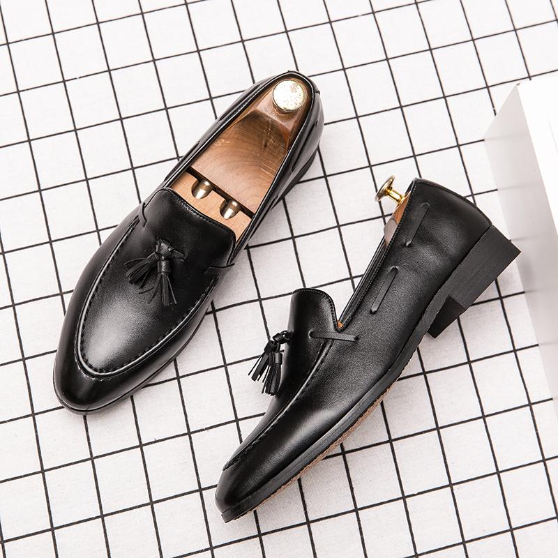 Summer New Men Fashion Tassel Shoes Black Brown PU Casual Business Dress Shoes Wedding Banquet Suit Shoes Size 38-46 Men Shoes