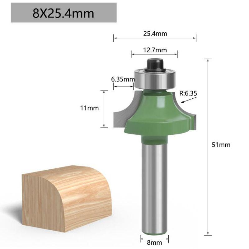 1 шт., угловая круглая фреза, вольфрамовая фреза с хвостовиком 8 мм для древесины, деревообрабатывающих фрез