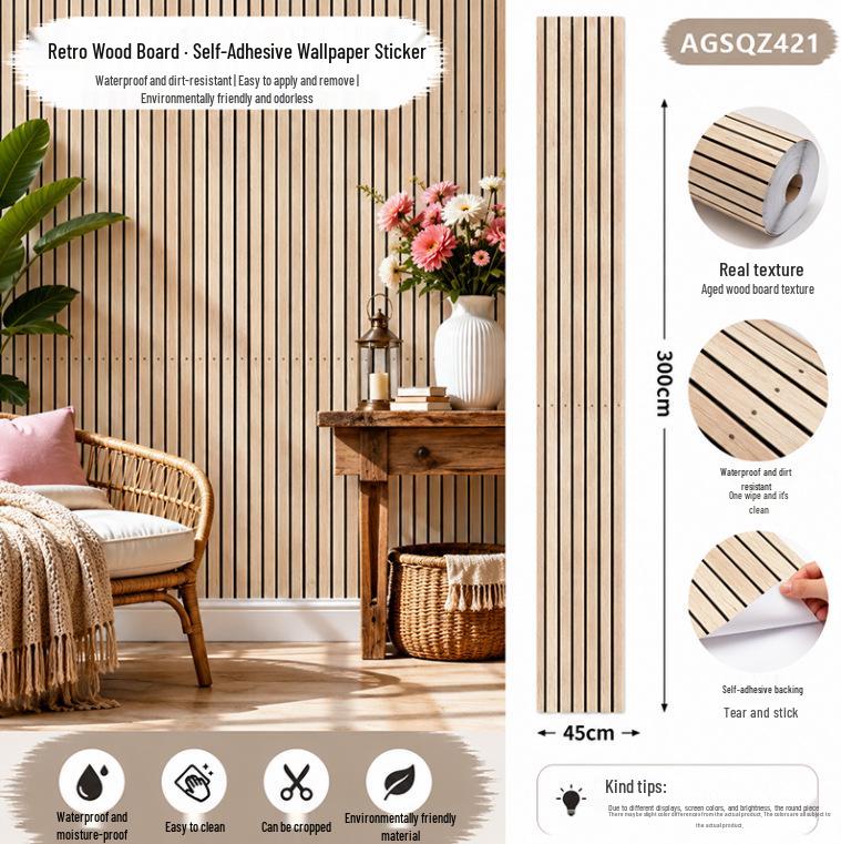 Eco-Friendly Odorless Wood Grain PVC Wall Sticker for Home Décor in Living Rooms and Bedrooms