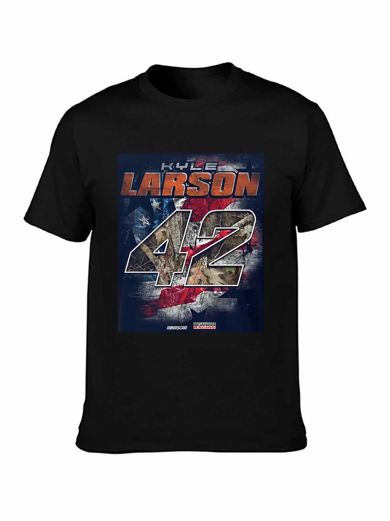 Kyle Larson 42 Camo American Flag NASCAR Racing T-shirt