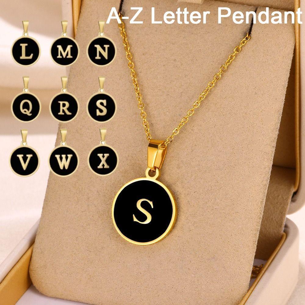 6Pcs DIY Letter Pendant Y2K Jewelry Making Charm Round Stainless Steel Pendant  Jewelry Accessories