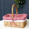 Плетеная корзина для пикника с ручкой и моющимся вкладышем для кемпинга, сбора овощей, празднования Дня матери и Дня благодарения