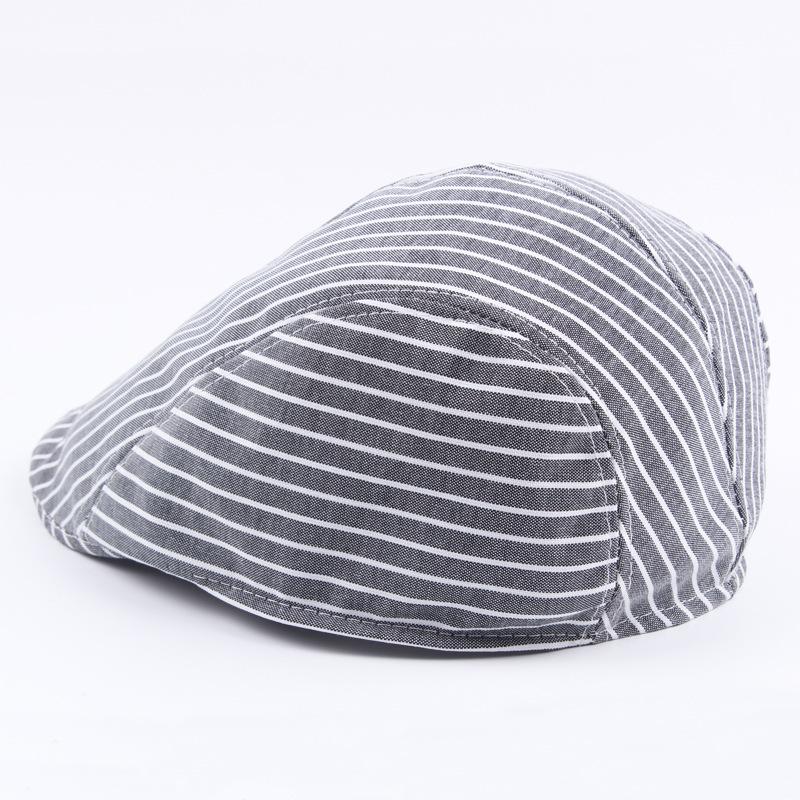 Men's and Women's Stripes Autumn and Winter Trend Beret Versatile Casual Cap Forward Hat Painter Hat