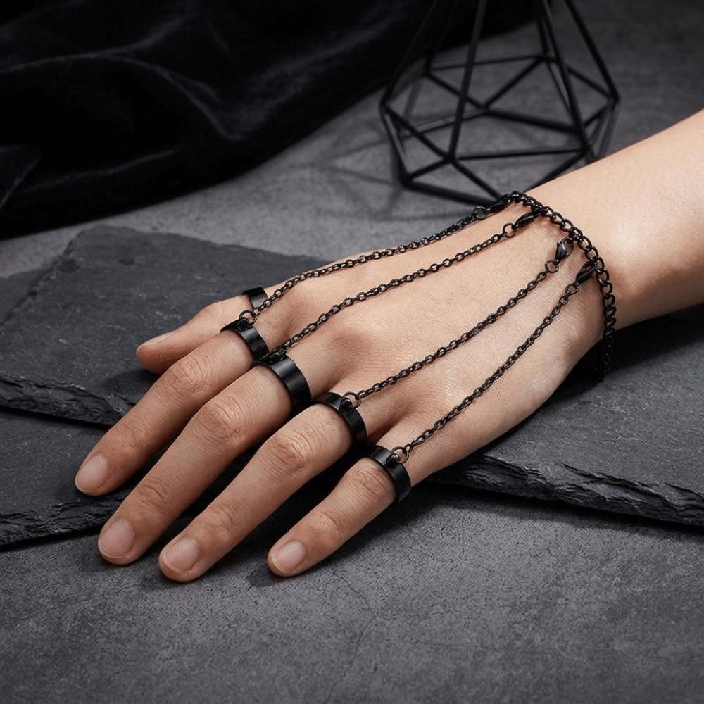 Gothic Wrist Bracelet Ring Detachable Finger Chain Jewelry Ornament Open Chains Rings Unisex